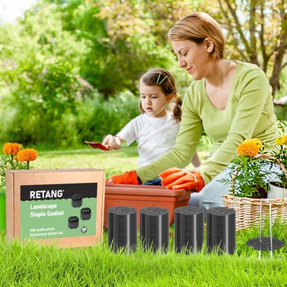 200Pcs Landscape Staple Gaskets, Plastic Garden Stake Washers - color: Black