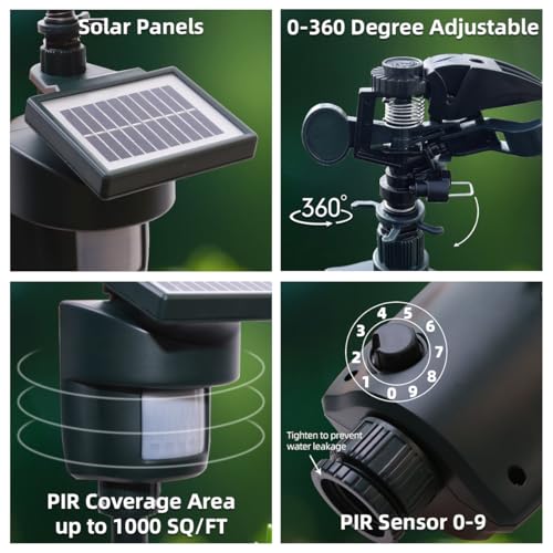 Motion Activated Sprinkler Solar Panels Deter Animal Motion Sensor - size: 1 unit[solar panel]