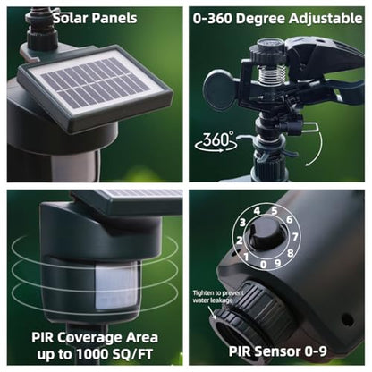 Motion Activated Sprinkler Solar Panels Deter Animal Motion Sensor - size: 1 unit[solar panel]