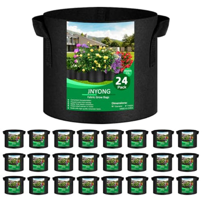 JNYONG 24-Pack 3 Gallon Thickened Non-Woven Grow Bags - size: 3 Gallon