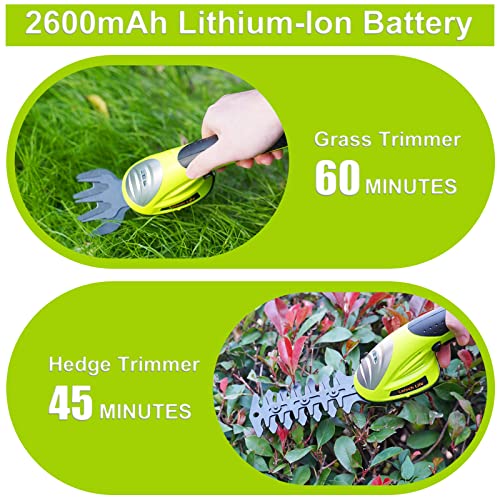 Leisch Life Cordless Grass Shear & Shrubbery Trimmer - 7.2V 2 in 1 Handheld Hedge Trimmer Electric Grass Trimmer Hedge Shears w/Pruning Scissor Rechargeable Lithium-Ion Battery and Charger Included