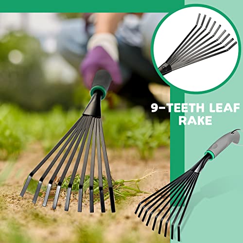 2 Pcs Gardening Hand Rake Stainless Steel Hand Tiller Small Garden Rake for Gardening Short Handle with Handle Garden Tools for Cultivating Loosening Soil Spreading