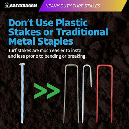 Sandbaggy 6" Heavy Duty Galvanized Artificial Turf Stakes - Spiral Landscape Nails - Ground Spikes/Pins - Synthetic Grass, Lawn, Edging, Weed Barrier Fabric, Garden (6 inch - Heavy Duty, 300, Count) - style: 6 inch - Heavy Duty