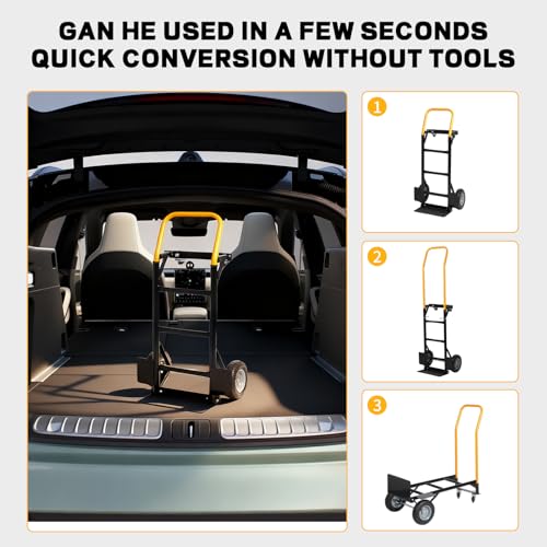 Heavy Duty Hand Truck Cart and Dolly for Yard & Garden, 2 in 1 Convertible, 330 lbs Capacity, Rigid Steel Frame Moving Dolly Cart with Removable Handle for Outdoor & Jobsite Hauling - size: Hand Truck and Dolly