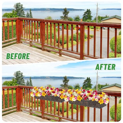 Geetery 6 Pack Window Railing Planter with Coconut Liner 30'', Vivid - style: Vivid