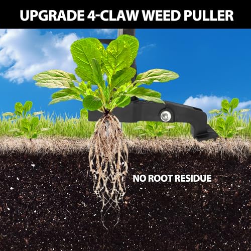 MAZING 4-Claw 39" Weed Puller Tool, Length Adjustable Detachable Weed Remover, Stainless Steel Claws Weed Picker and Grabber, Stand Up Weed Root Pulling Tool for Lawn, Yard, Garden, Patio - size: 39" 4-Claw
