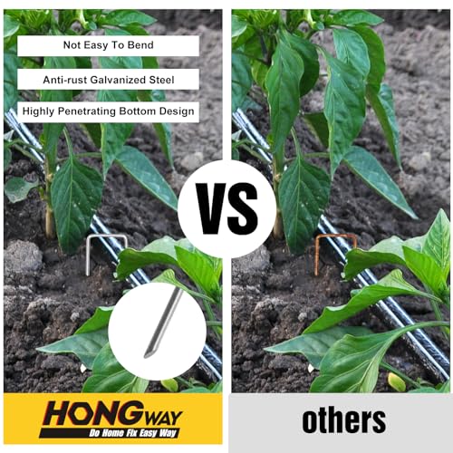 HongWay 120 Pack Landscape Staples 8 Inch, Galvanized Garden Stakes - size: 8 Inch, 120pcs