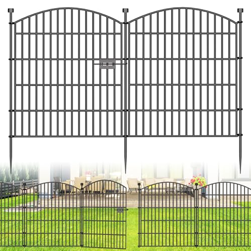 15 Panel No Dig Decorative Garden Fence with Gate 32"H x 35.4'L Dog Barrier - size: 32 in(H) X 35.4 ft(L)