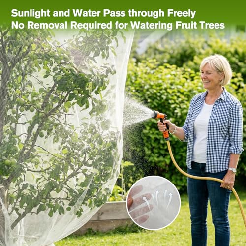 KEOHOLI 15FTx15FT Extra Large Fruit Tree Netting Reusable Durable Mesh Cover with Zipper and Drawstring for Fruit Tree Protection Cover from Birds Cicadas Squirrels and Insects - size: 15*15ft (1Pack, White)