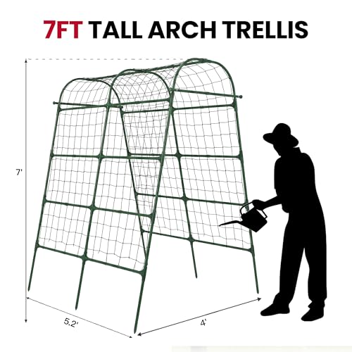 Garden Arch Trellis for Climbing Plants Outdoor, 7 Ft Tall Cucumber Trellis - size: 63"L x 50"W x 84"H - Arch Trellis