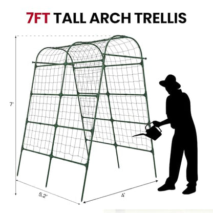 Garden Arch Trellis for Climbing Plants Outdoor, 7 Ft Tall Cucumber Trellis - size: 63"L x 50"W x 84"H - Arch Trellis