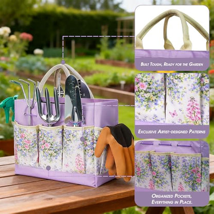 Garden Tool Set, 10 PCS Gardening Tools/Kit for Women,Gardener Gift - color: Purple