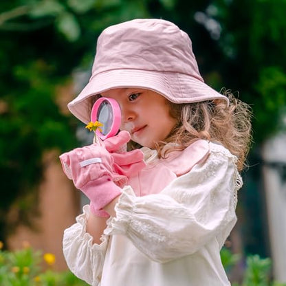 ROBOTIME Kids Gardening Set, 17PCS Kids Gardening Tools for Girls, Toddler Gardening Set with Hat, Apron, Gloves, Watering Can & Tool Bag – Outdoor Garden Toy Kit (Pink) - color: Pink