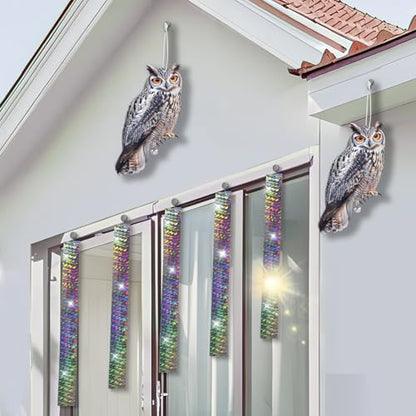 5PCS Garden Owl to Keep Pigeons Away from Porch Flat Paper Fake Owl to Scare Pigeon Away from Balcony Hanging Plastic Owl Woodpecker Scare Devices with Reflective Tape for Outdoor Patio Roof Yard - color: Grey 5pcs