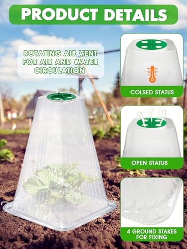 20 Pack Garden Cloches for Plants with 40 Ground Stakes and Rotary Vent - color: White