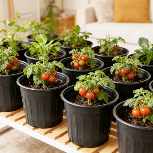 60-Pack 2 Gallon Flexible Plastic Plant Pots with 50Pcs Plant Labels,Thickened Soft Seed Starting Container for Indoor Outdoor Plants, Seedlings, Vegetables, Succulents and Cuttings - size: 2 Gallon
