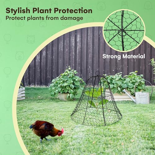 Homarden Garden Cloche Plant Protectors from Animals - Bell Screen Shape Plant Cage - Garden Protection from Animals - Plant Covers for Outdoor Vegetable Garden or Indoor Potted Plants - Black