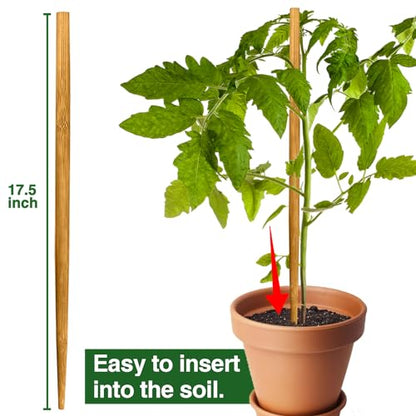 12 Pack 17.5 Inch Plant Stakes for Indoor Plants,Bamboo Sticks for Plants Bamboo Poles Plant Support Stakes Garden Supplies Tomato Trellis for Outdoor Plants