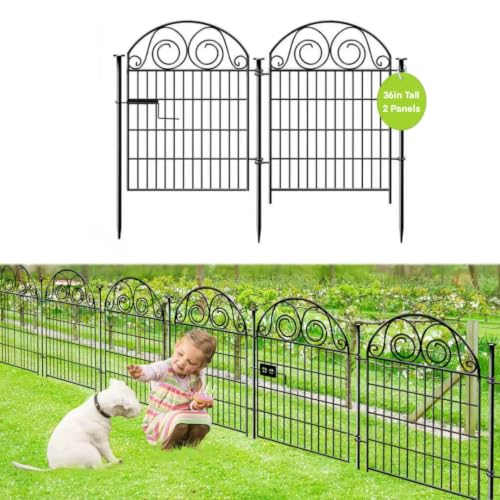 Getlay Garden Fencing 36 Inch High, 2 Panels Total 4.4 Ft(L) Dog Fences Outdoor for Yard, Dog Digging Fencing, Reusable Defense Fence for Yard│Patented - size: 36''(H)-2panels-4.4ft(L)