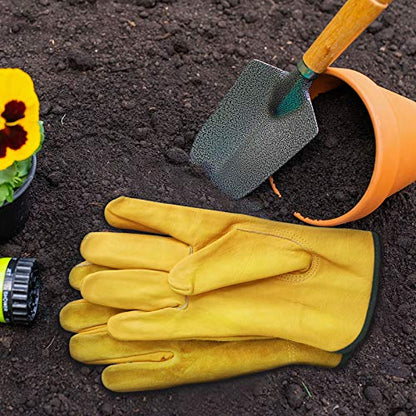 Patelai Garden Gloves Leather Gardening Gloves Thorn and Cutting Proof Work Garden Gloves (Large) - size: Large (Pack of 1)