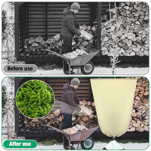 4 Pcs Plant Covers Freeze Protection 35.4" x 59", Beige - color: Beige