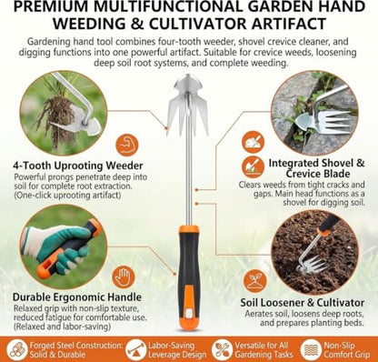 2-Piece Weeder & Cultivator Set, Ergonomic Rust-Resistant Grip - color: 2 PCS