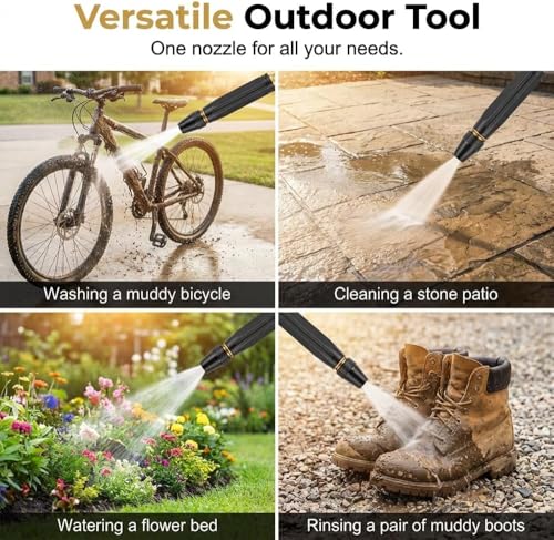 2026 High Pressure Car Wash Nozzle, Adjustable Jet Spray Nozzle for Garden Hose, Heavy Duty Metal Water Hose Nozzle with Quick Connector, Clamps for Car Washing, Patio Cleaning, Watering Plants
