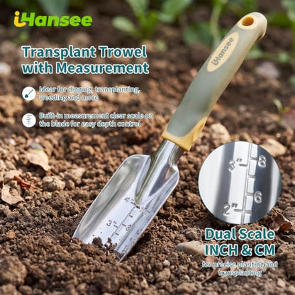 Green Garden Tools 4-Piece, Aluminum Alloy Gardening Hand Tool Set - color: green-4pcs