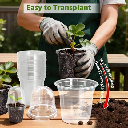 MIXC Clear Nursery Pots with Humidity Domes, 5/4/3.5 Inch 30 Pack - color: Transparent, size: 3.5/4/5 Inch-with Lid