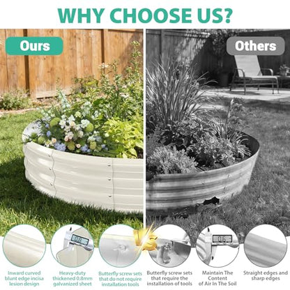 12 Inch Tall 72 Inch Diameter Round White Raised Garden Bed Kits Outdoor - color: Cream White, size: 72 Dia X 12 inches