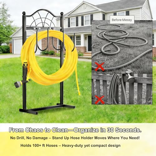 Hose Holder,100ft Capacity Garden Hose holder,Fence Style - style: Classic Fan Design