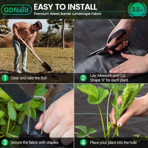 Weed Barrier Landscape Fabric 3.2oz Weed Barrier Fabric 3ft x 300ft Landscaping Fabric, Garden Weed Fabric for Gardening - size: 3.2oz-3x300ft