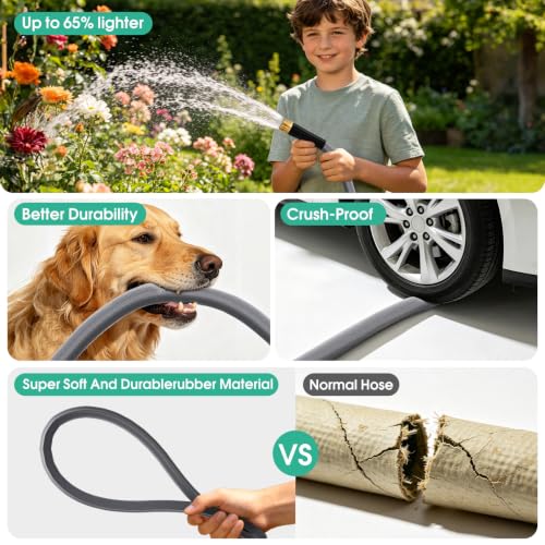 Garden Hose 50 FT, Non-Expanding Water Hose, Kink-Free, Burst-Resistant - size: 50ft