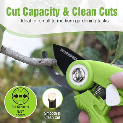 WORKPRO 6.9" Bypass Pruning Shears Gardening Scissors with SK5 Blade, Green - color: Green
