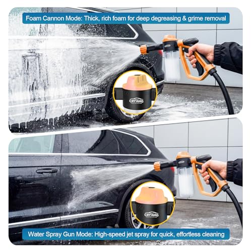 Car Wash Foam Gun, with Microfiber Wash Mitt, Extra Nozzle - color: Orange