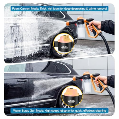 Car Wash Foam Gun, with Microfiber Wash Mitt, Extra Nozzle - color: Orange