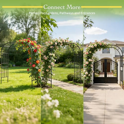 Square Tube Garden Arch Trellis for Climbing Plants 8.2ft Tall Metal Arbor - color: 59.1 inch Length - Black