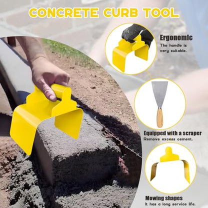 Concrete Curb Trowel, Garden Edging Curb Trowel Concrete Tool, Concrete Curb Trowel Edger, Landscape Curb Trowel with Putty Knife (Bevel Edge)