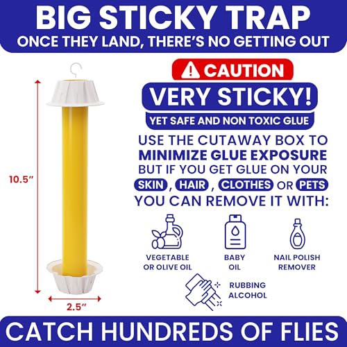Fly Stick Sticky Fly Traps for Indoors Outdoor 4pk. Non-Toxic Super Sticky Hanging Flies Catcher Paper Tape Strips for Home. Catches All Bugs and gnats. Indoor Outdoor House Flying Insect Trap. - size: 4pack