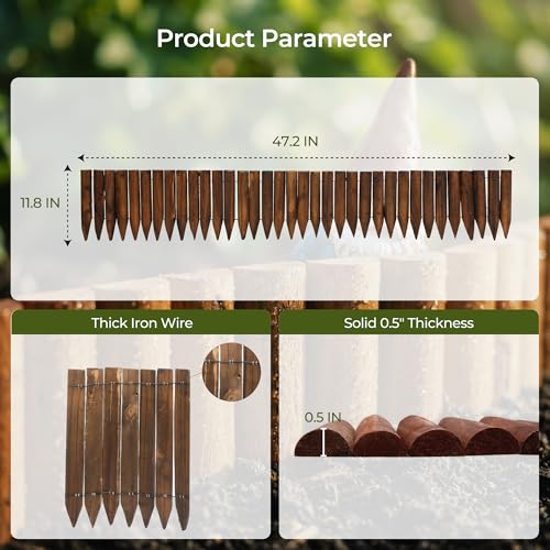 WORTH Wooden Edging for Landscaping, Flexible Garden Lawn Border 12" x 42" - color: 1-Pack 11.8"x42"