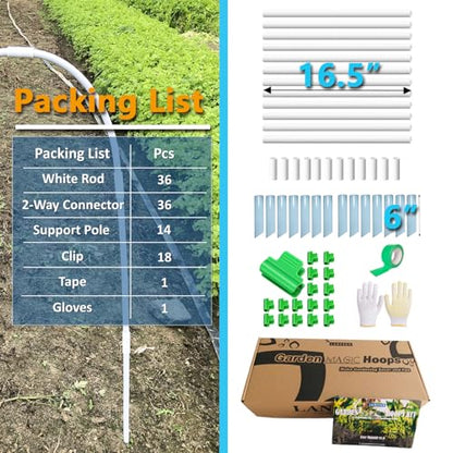 Garden Hoops DIY Kit – Rust-Free Material | Heavy-Duty | Weather Resistant | Chicken Tunnel Frame | 6 Sets of 9Ft Long Grow Tunnel Frame for 1’, 2’, 3’, 4’ or Wider Raised Beds - style: DIY Kit