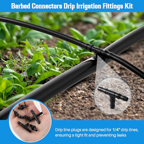 Feekoon Drip Irrigation Hole Punch Tool, 2 in 1 Drip Tubing Punch and Fitting Insertion Tool for 1/4 Inch Emitters, 16 20 25mm PE Pipe, Garden Repair(Blue,115 Irrigation Plugs) - color: Blue