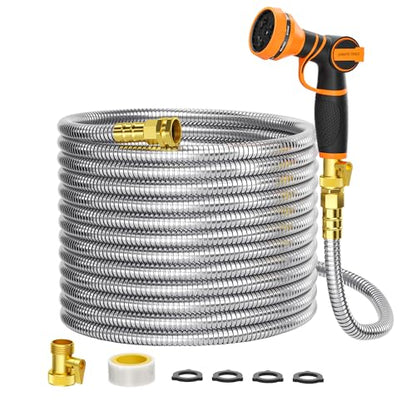 Giraffe Tools Garden Hose 100ft x 5/8", 304 Stainless Steel Metal Water Hose - size: 100FT 5/8"