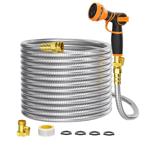 Giraffe Tools Garden Hose 100ft x 5/8", 304 Stainless Steel Metal Water Hose - size: 100FT 5/8"