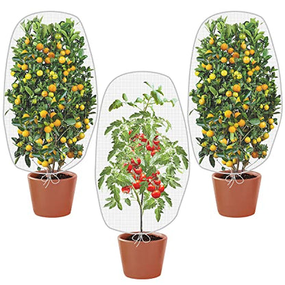 Alpurple 3 PCS Insect Bird Barrier Netting Mesh with Drawstring- 3.2 x 2.6 Feet Fruit Tree Net-Garden Netting Plant Cover for Protect Plant Fruits Flower from Insect Bird Eating - color: 3 Pcs, size: 2.62x3.28 ft