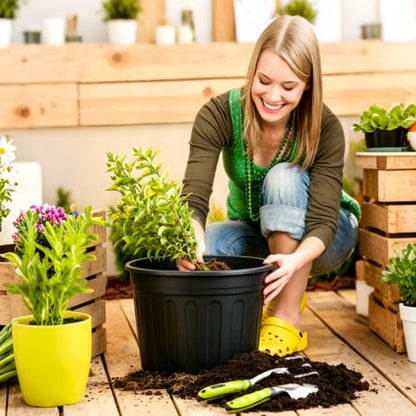 JERIA 30-Pack 5 Gallon Flexible Plant Nursery Pots,Thickened Soft Plastic Seedling Pots,Seed Starting Pot Flower Plant Container for Succulents，Seedlings - size: 5Gallon 30P