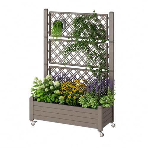 Elevated Raised Garden Bed with Wheels, Medium Gray -61.2" h - color: Medium Gray, size: 61.2"h