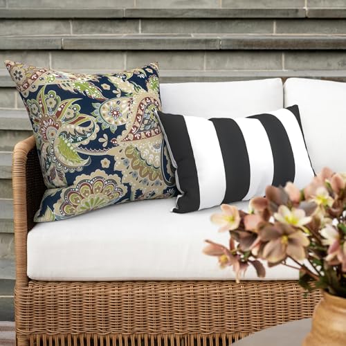 Outdoor 16x16 Inch Throw Pillow Covers Set of 2, Covers ONLY, All Weather Square Pillow Cases, Patio Cushion Pillow of Home Furniture Use, Paisley Sapphire Blue - color: Paisley Sapphire Blue, size: 16" x 16" (Pack of 2)