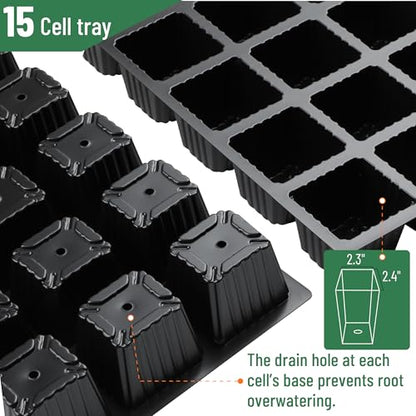 Mr. Pen- Seed Starter Tray Kits, 10 Set, Total 150 Cells - size: 15-Cells 10-Pack