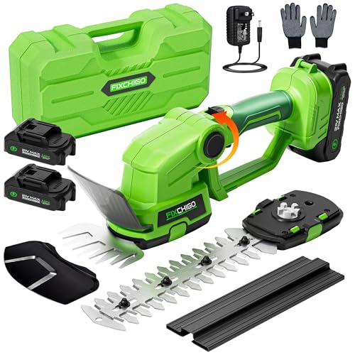 21V Cordless Hedge Trimmer, 2 in 1 Handheld Bush Trimmer with 2 x 2000mAh Batteries + Charger, Electric Grass Shear for Garden Yard Lawn Care, Powerful & Lightweight - size: Hedge Trimmer + 2 Batteries